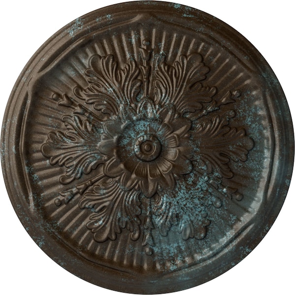 Ekena Millwork Luton Ceiling Medallion (Fits Canopies up to 3 1/2"), Hand-Painted Bronze Blue Patina, 21"OD x 2"P CM21LUBBS - main
